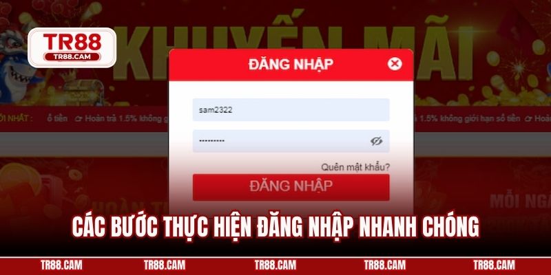Các bước thực hiện đăng nhập nhanh chóng
